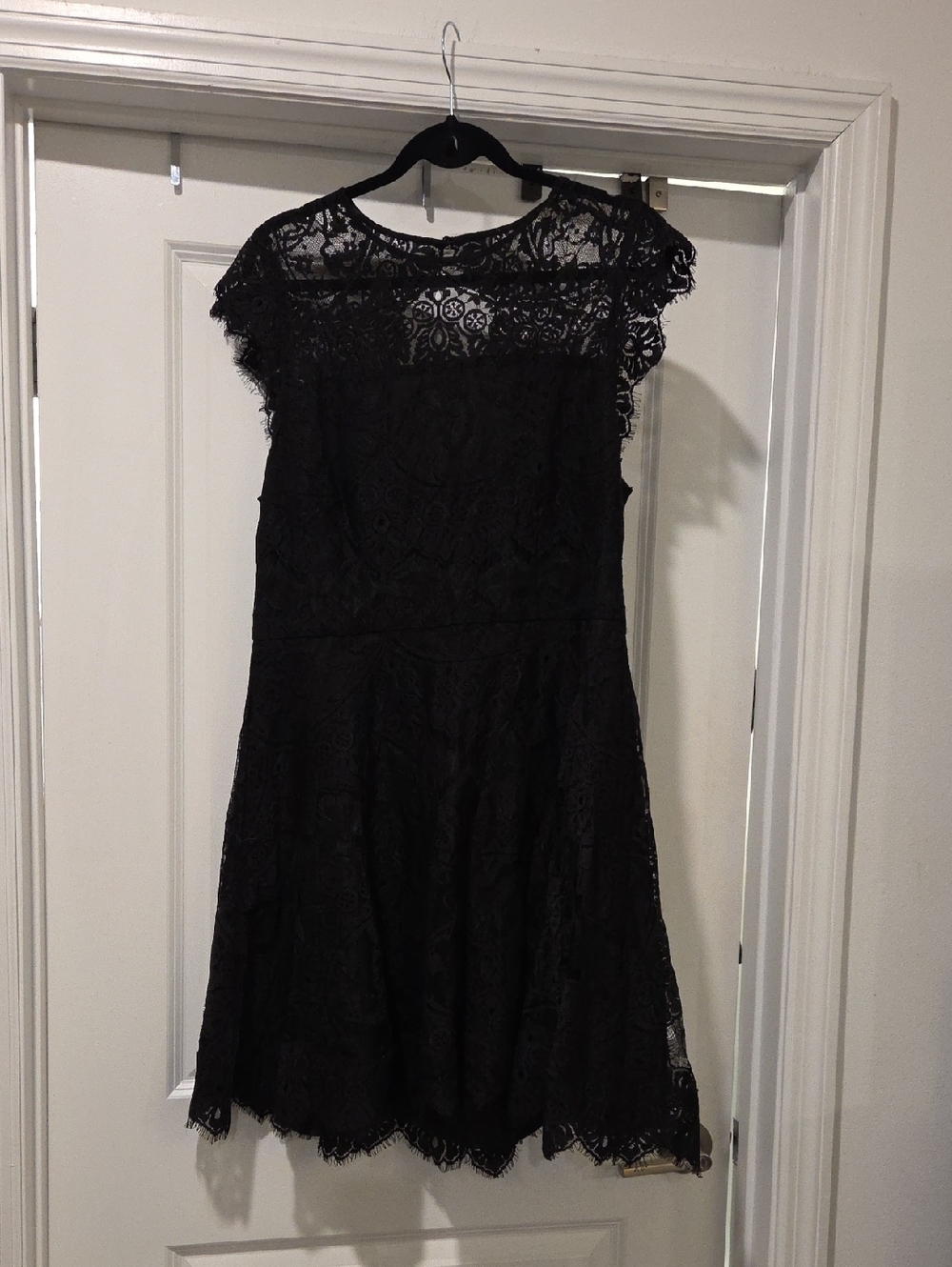 BB Dakota Black Lace Mini Dress with Cap Sleeves Size 14!